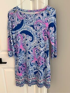 Lilly Pulitzer Pink & Blue Paisley Boatneck Tunic
